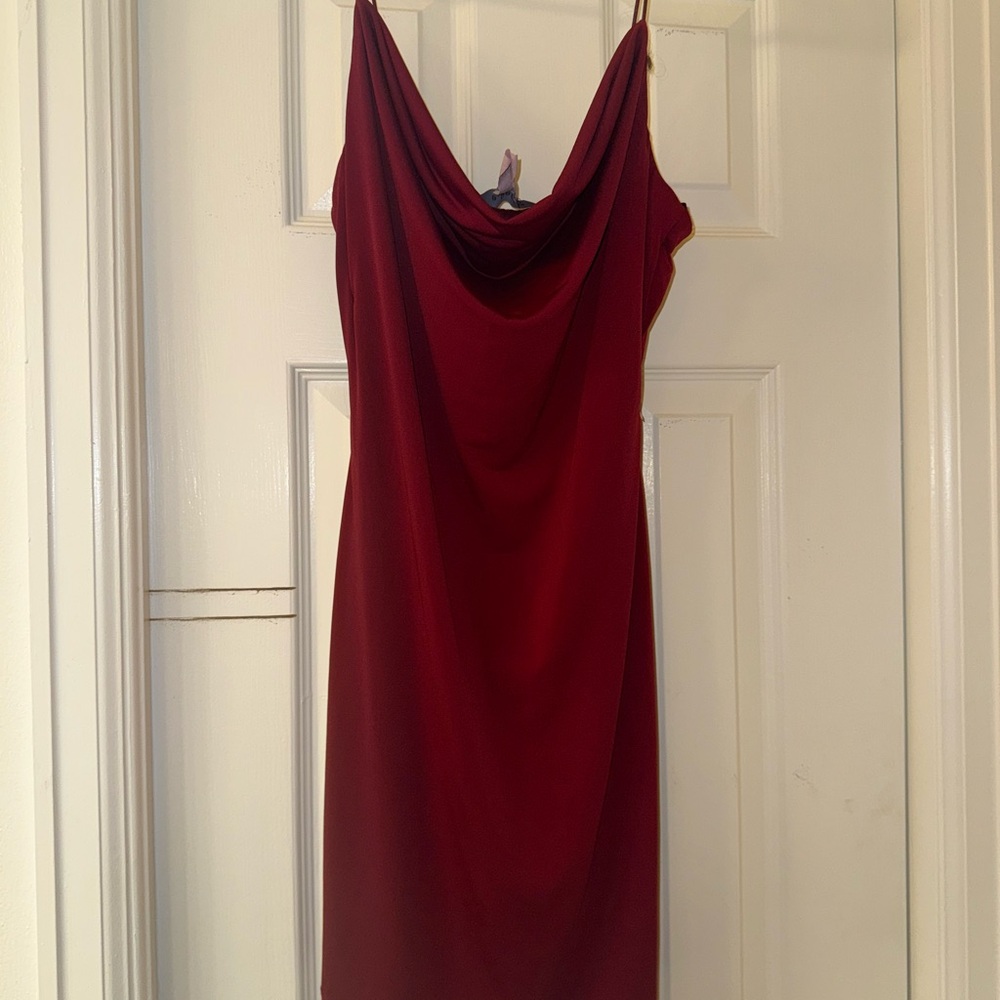 Elegant Red Draped Dress